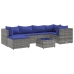 Set de muebles de jardín 7 pzas y cojines ratán sintético gris