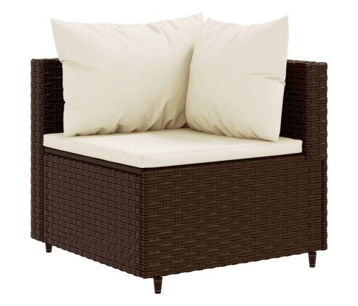 Set muebles de jardín 7 piezas y cojines ratán sintético marrón