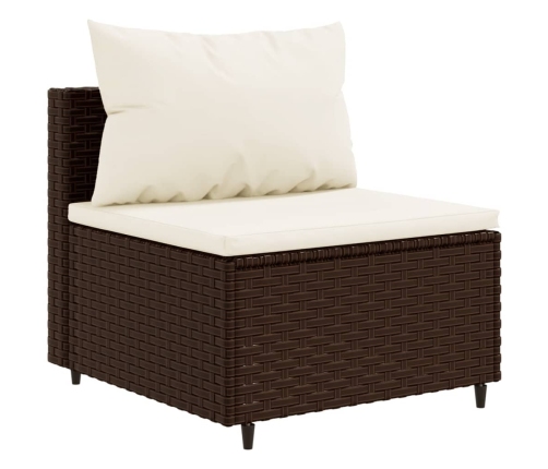 Set muebles de jardín 7 piezas y cojines ratán sintético marrón