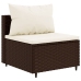 Set muebles de jardín 7 piezas y cojines ratán sintético marrón