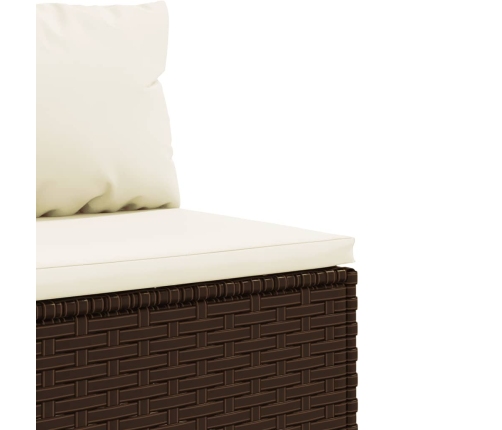 Set muebles de jardín 7 piezas y cojines ratán sintético marrón