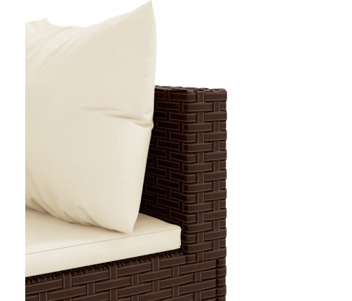 Set muebles de jardín 7 piezas y cojines ratán sintético marrón