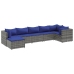 Set de muebles de jardín 7 pzas y cojines ratán sintético gris