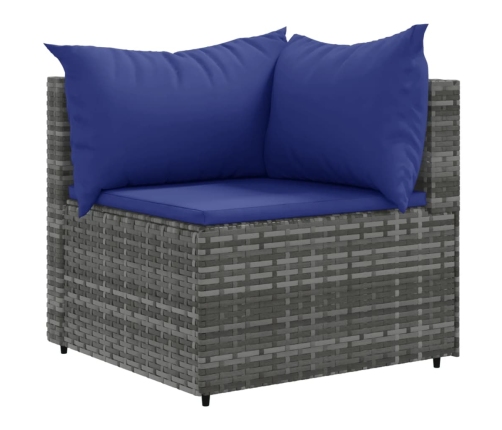 Set de muebles de jardín 7 pzas y cojines ratán sintético gris