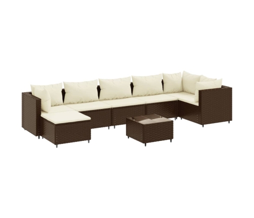 Set sofás de jardín 8 piezas y cojines ratán sintético marrón