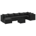 Set de muebles de jardín 8 pzas y cojines ratán sintético negro