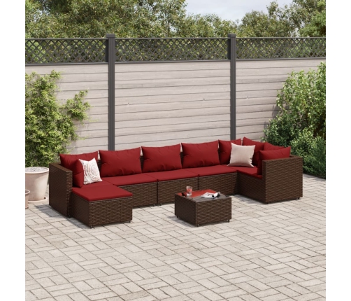 Set sofás de jardín 8 piezas y cojines ratán sintético marrón