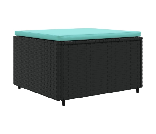Set muebles de jardín 6 piezas y cojines ratán sintético negro