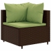 Set muebles de jardín 6 piezas y cojines ratán sintético marrón