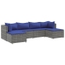 Set de muebles de jardín 6 pzas y cojines ratán sintético gris
