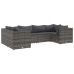 Set de muebles de jardín 6 pzas y cojines ratán sintético gris