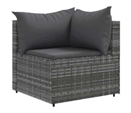 Set de muebles de jardín 6 pzas y cojines ratán sintético gris