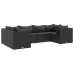 Set muebles de jardín 6 piezas y cojines ratán sintético negro