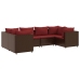 Set muebles de jardín 6 piezas y cojines ratán sintético marrón
