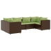 Set muebles de jardín 6 piezas y cojines ratán sintético marrón