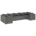 Set de muebles de jardín 7 pzas y cojines ratán sintético gris