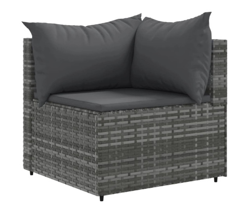 Set de muebles de jardín 7 pzas y cojines ratán sintético gris