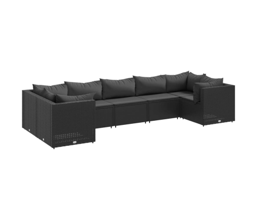 Set de muebles de jardín y cojines 7 pzas ratán sintético negro