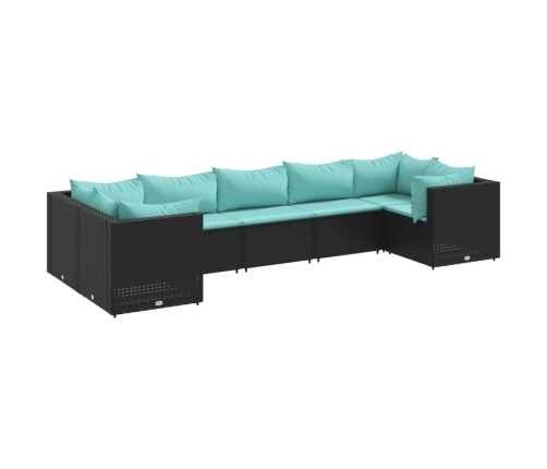Set de muebles de jardín y cojines 7 pzas ratán sintético negro