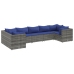 Set de muebles de jardín 7 pzas y cojines ratán sintético gris