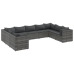 Set de muebles de jardín 9 pzas y cojines ratán sintético gris