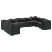 Set de muebles de jardín 9 pzas y cojines ratán sintético negro