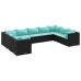 Set de muebles de jardín 9 pzas y cojines ratán sintético negro