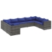 Set de muebles de jardín 9 pzas y cojines ratán sintético gris