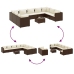 Set muebles de jardín 10 pzas y cojines ratán sintético marrón