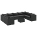 Set de muebles de jardín 10 pzas cojines ratán sintético negro