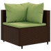 Set muebles de jardín 10 pzas y cojines ratán sintético marrón
