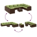 Set muebles de jardín 10 pzas y cojines ratán sintético marrón
