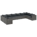 Set de muebles de jardín 10 pzas y cojines ratán sintético gris