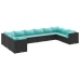 Set de muebles de jardín 10 pzas cojines ratán sintético negro
