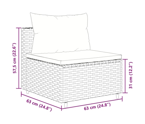 Set de muebles de jardín 10 pzas cojines ratán sintético negro