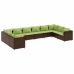 Set muebles de jardín 10 pzas y cojines ratán sintético marrón