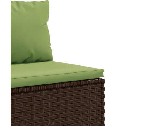 Set muebles de jardín 10 pzas y cojines ratán sintético marrón