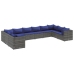 Set de muebles de jardín 10 pzas y cojines ratán sintético gris