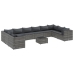 Set de muebles de jardín 11 pzas y cojines ratán sintético gris