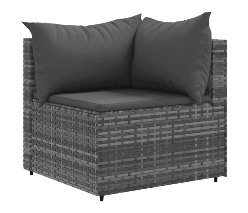 Set de muebles de jardín 11 pzas y cojines ratán sintético gris