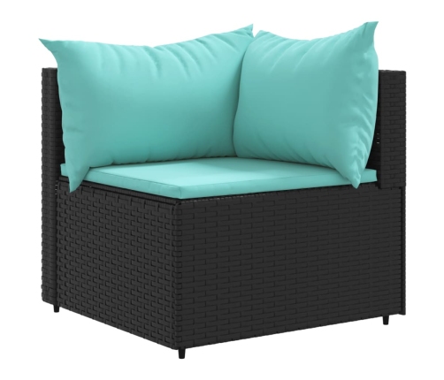 Set muebles de jardín 11 pzas y cojines ratán sintético negro