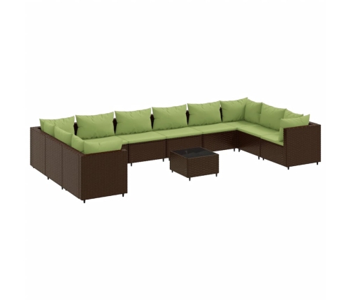 Set de muebles de jardín 11 pzas cojines ratán sintético marrón