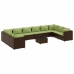 Set de muebles de jardín 11 pzas cojines ratán sintético marrón