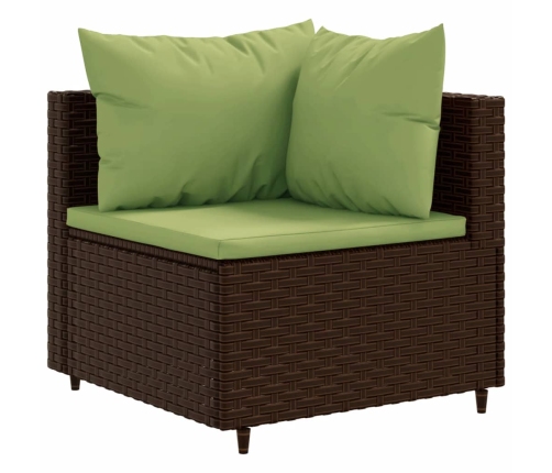 Set de muebles de jardín 11 pzas cojines ratán sintético marrón