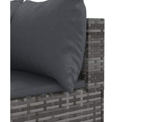 Set de sofás de jardín con cojines 9 pzas ratán sintético gris