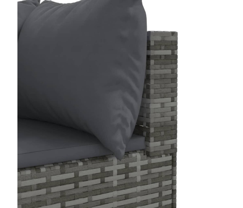 Set de sofás de jardín y cojines 10 pzas ratán sintético gris