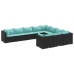 Set de sofás de jardín y cojines 10 pzas ratán sintético negro