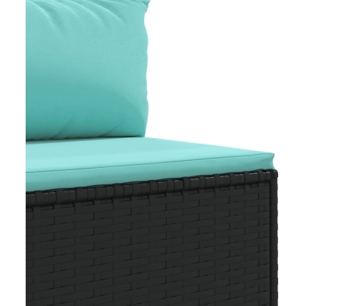 Set de sofás de jardín y cojines 10 pzas ratán sintético negro