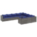 Set de sofás de jardín y cojines 10 pzas ratán sintético gris
