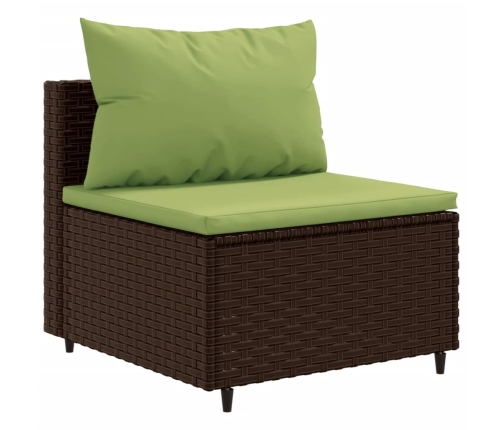 Set de sofás de jardín 11 pzas cojines ratán sintético marrón